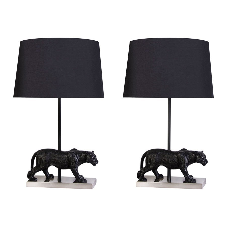 Classy Living Panther Noir Polyresin 1Lt Table Lamp/Set of 2, Blk - DS-KTL3392