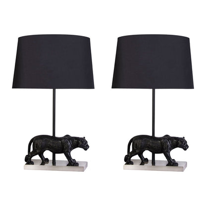Classy Living Panther Noir Polyresin 1Lt Table Lamp/Set of 2, Blk - DS-KTL3392