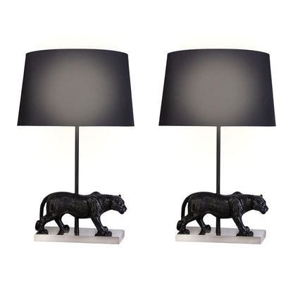 Classy Living Panther Noir Polyresin 1Lt Table Lamp/Set of 2, Black