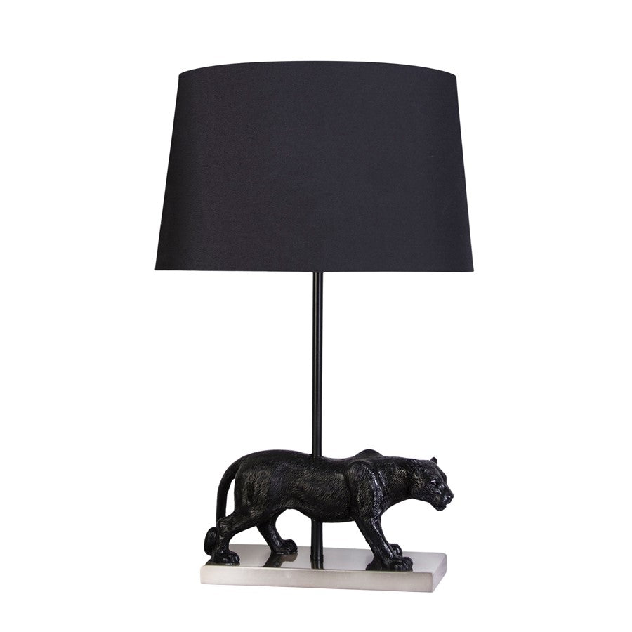Classy Living Panther Noir Polyresin 1Lt Table Lamp/Set of 2, Black