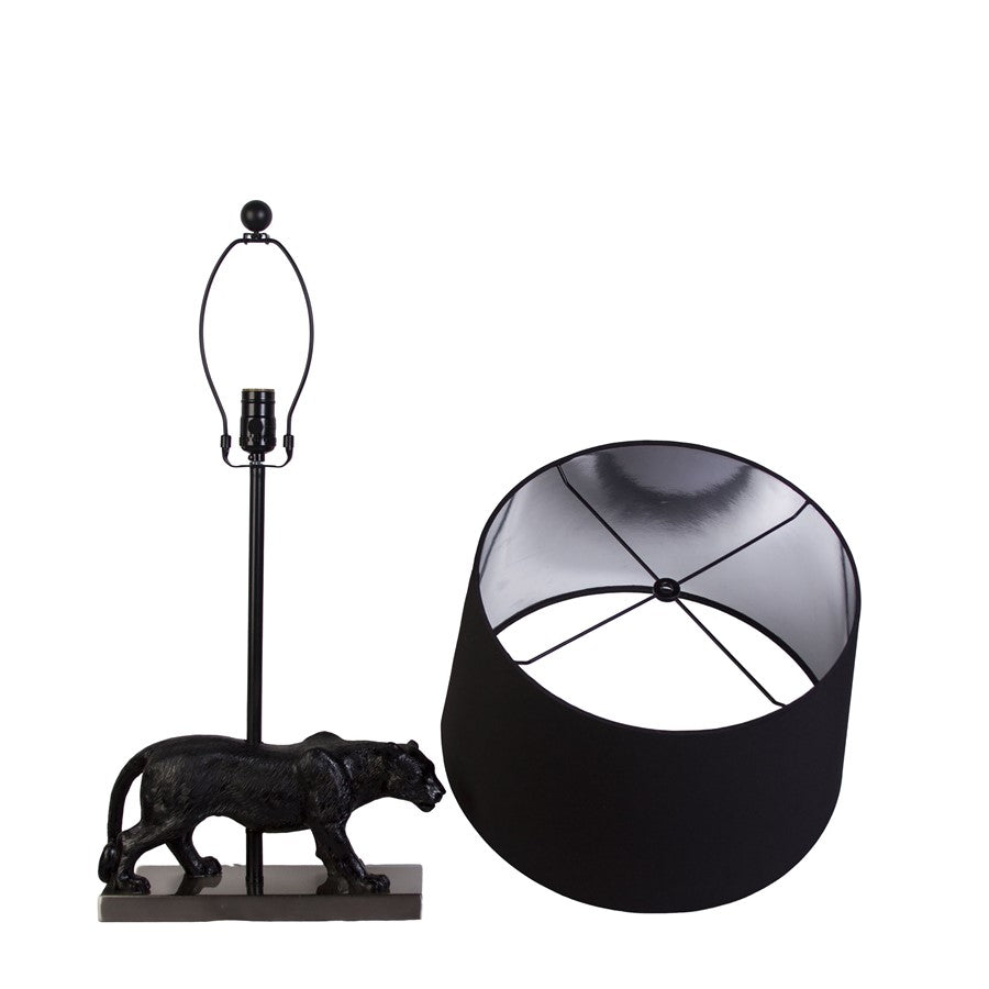 Classy Living Panther Noir Polyresin 1Lt Table Lamp/Set of 2, Black
