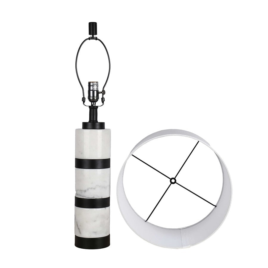 Classy Living Marble Harmony 1Lt Table Lamp, White/White