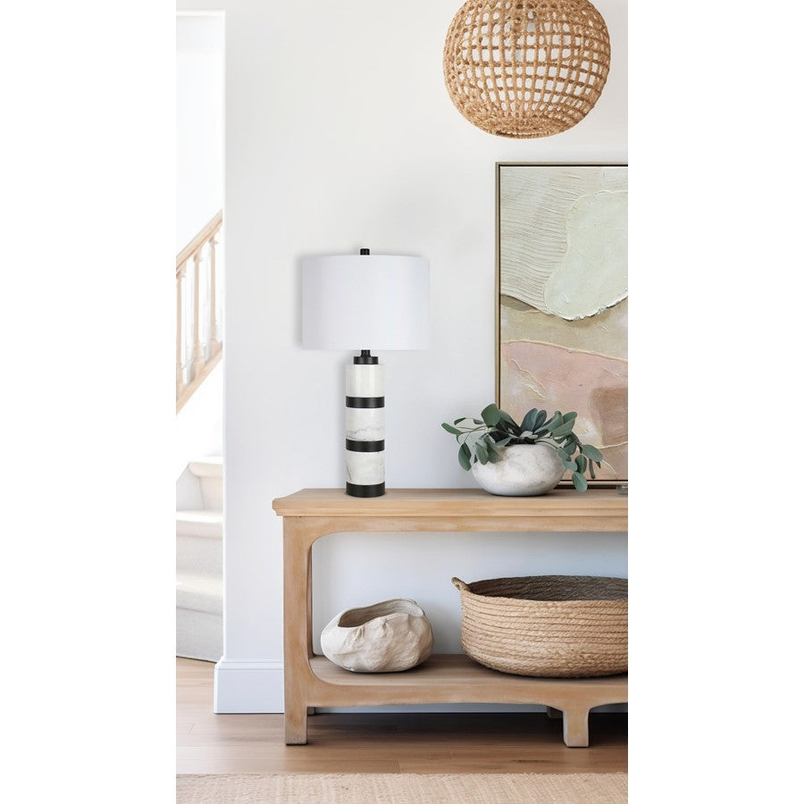 Classy Living Marble Harmony 1Lt Table Lamp, White/White