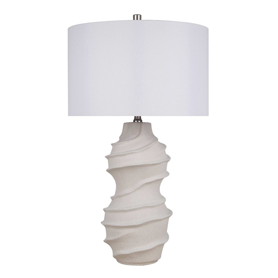 Classy Living Serenity Waves Ceramic 1Lt Table Lamp, Off White/White - ECL3330