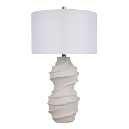 Classy Living Serenity Waves Ceramic 1Lt Table Lamp, Off White/White - ECL3330