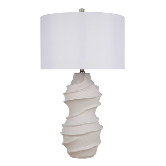 Classy Living Serenity Waves Ceramic 1Lt Table Lamp, Off White/White - ECL3330