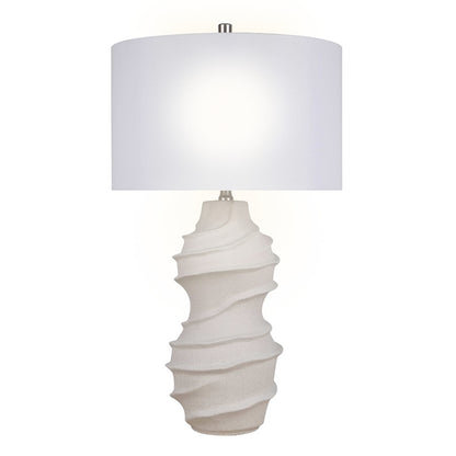 Classy Living Serenity Waves Ceramic 1Lt Table Lamp, Off White/White