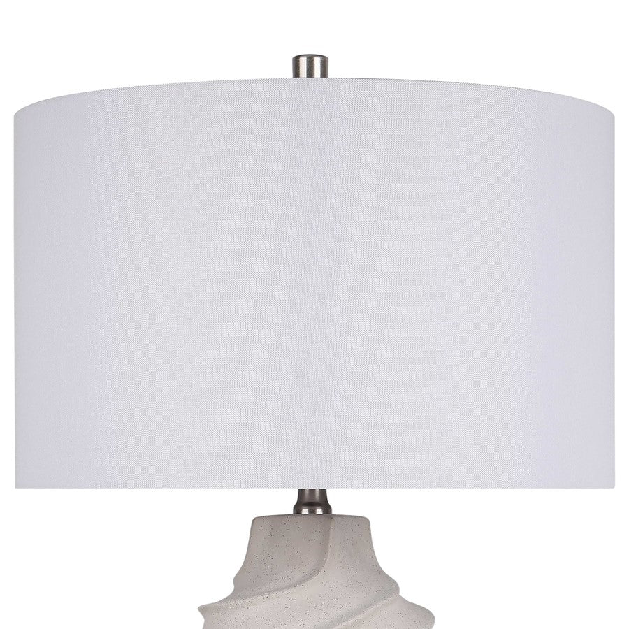 Classy Living Serenity Waves Ceramic 1Lt Table Lamp, Off White/White