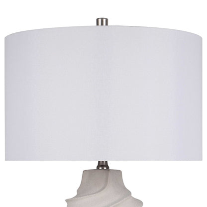 Classy Living Serenity Waves Ceramic 1Lt Table Lamp, Off White/White