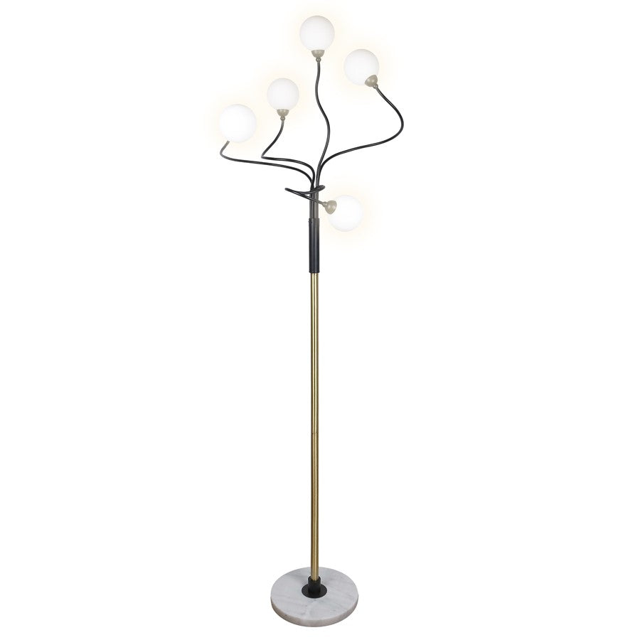 Classy Living Celestial Branch 5Lt Floor Lamp, Gold, Black/Frosted White