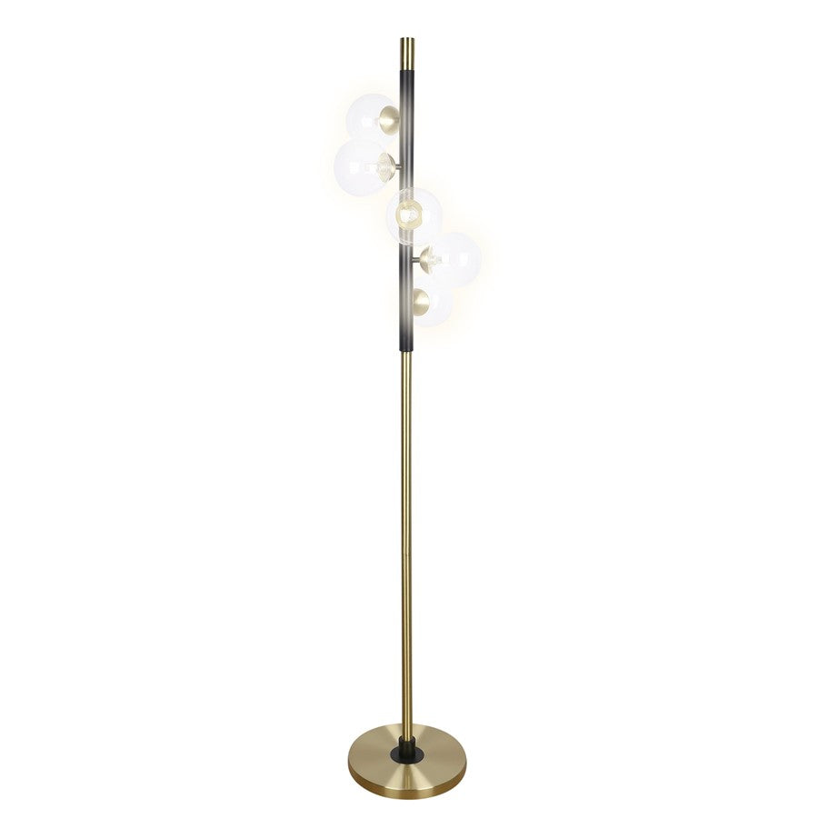 Classy Living Luminous Orbit 5Lt Floor Lamp, Soft Gold/Clear