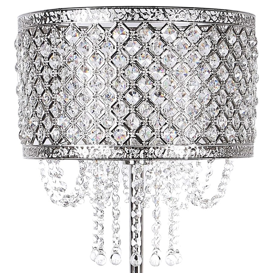 Classy Living Crystal Elegance 1Lt Floor Lamp, Polished Nickel/Clear