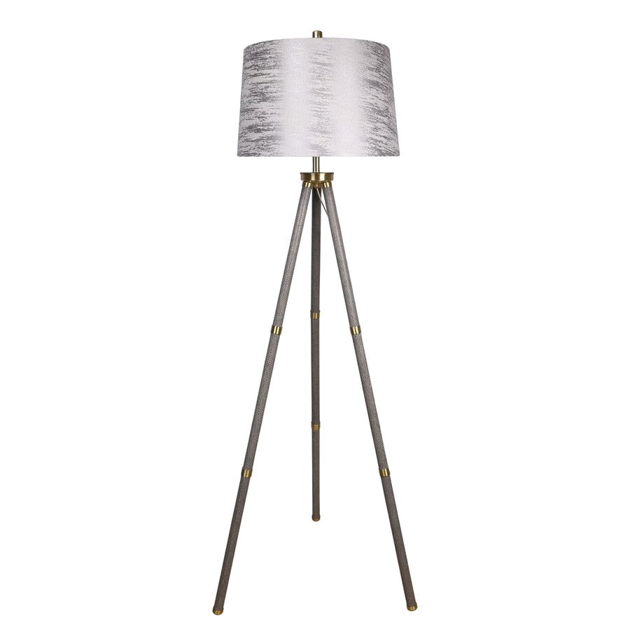 Classy Living Luxe Tripod Leather Wrap 1Lt Floor Lamp, Greige/Slr - ECL3352