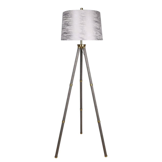 Classy Living Luxe Tripod Leather Wrap 1Lt Floor Lamp, Greige/Slr - ECL3352
