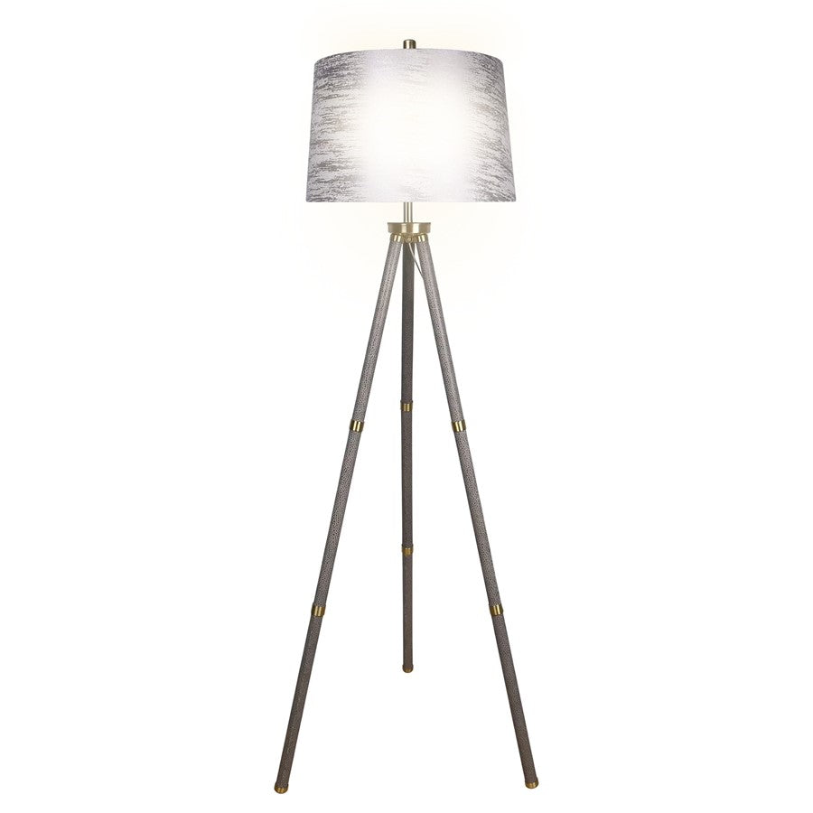 Classy Living Luxe Tripod Leather Wrap 1Lt Floor Lamp, Greige/Silver