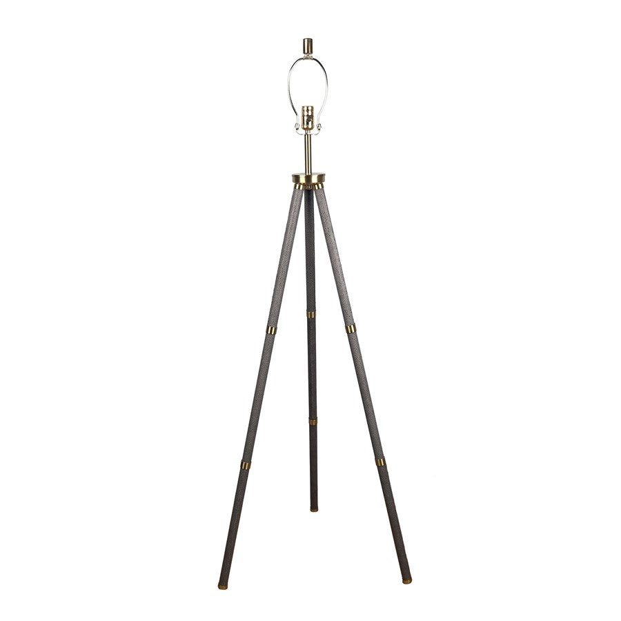 Classy Living Luxe Tripod Leather Wrap 1Lt Floor Lamp, Greige/Silver