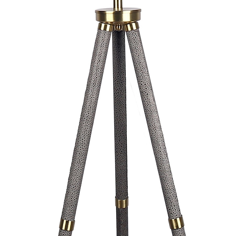 Classy Living Luxe Tripod Leather Wrap 1Lt Floor Lamp, Greige/Silver