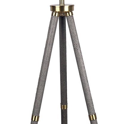 Classy Living Luxe Tripod Leather Wrap 1Lt Floor Lamp, Greige/Silver