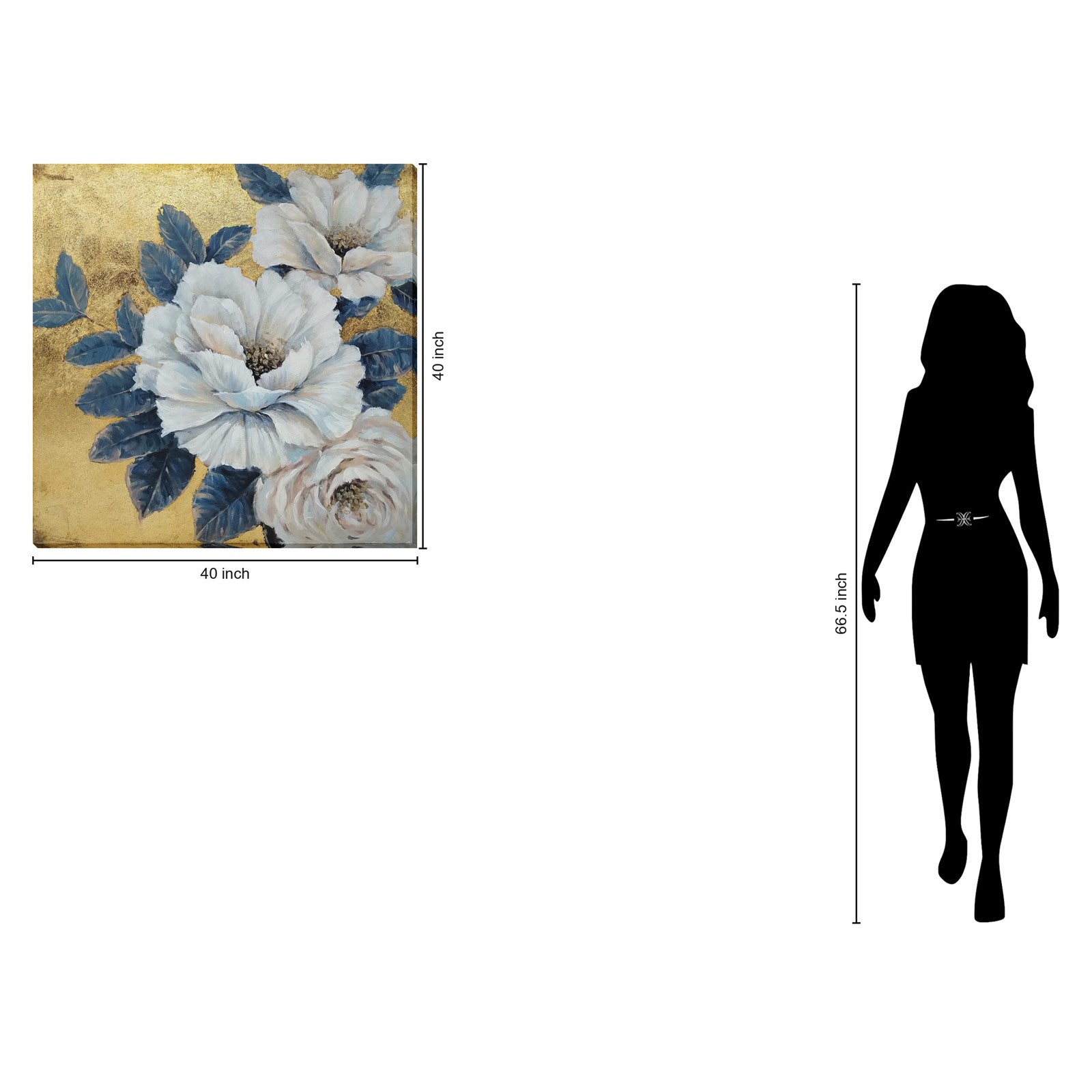 Classy Living Exquisite Gilded Petals 40"x40", Gold/Blue/Ivory