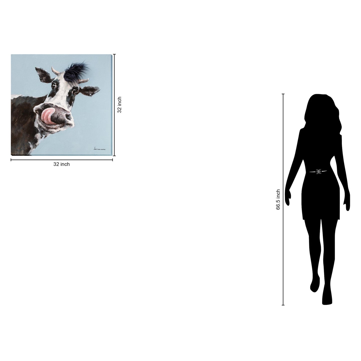 Classy Living Resilient Curious Cow 32"x32", Black/White/Blue/Pink