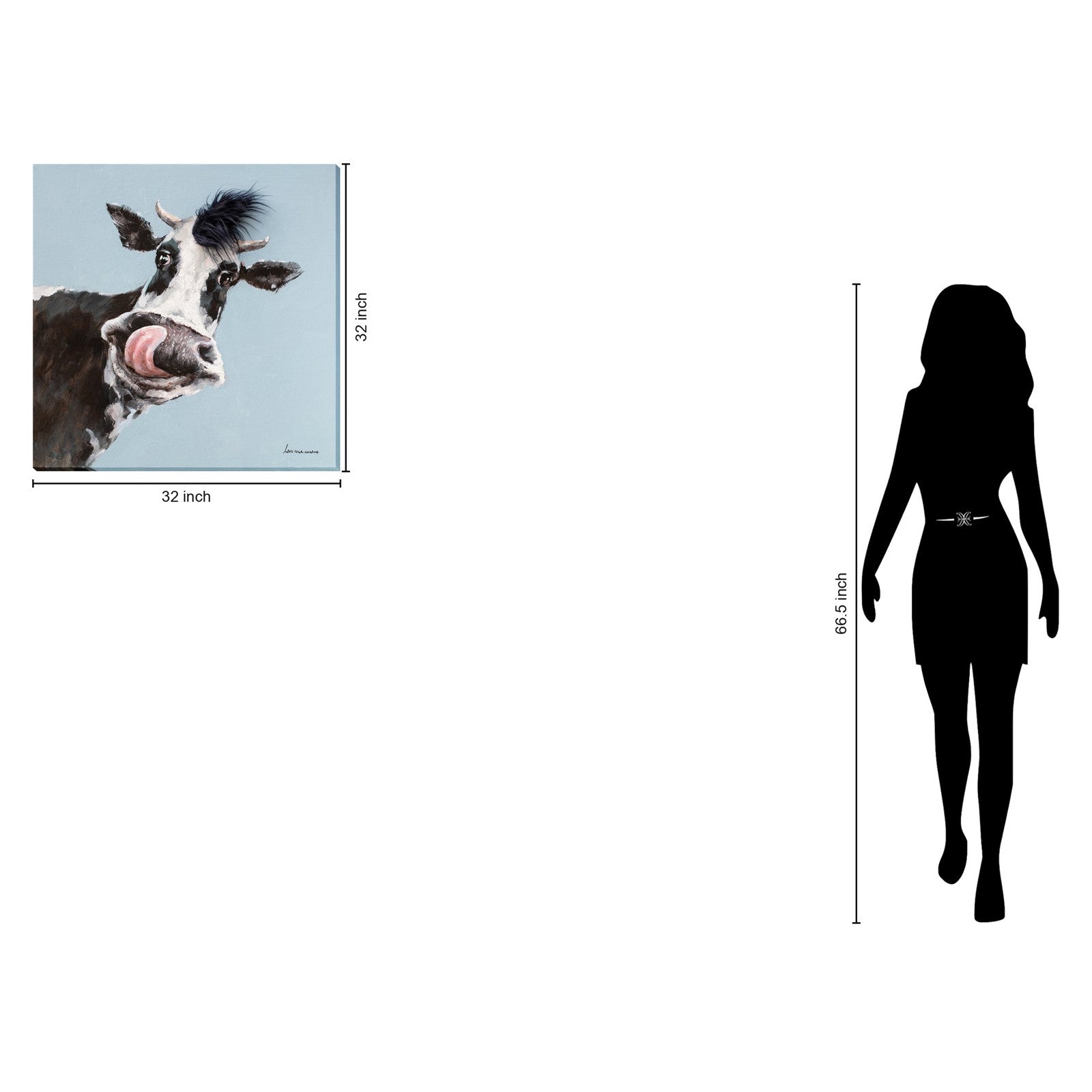 Classy Living Resilient Curious Cow 32"x32", Black/White/Blue/Pink