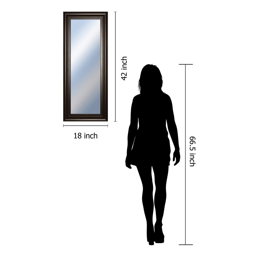 Classy Living Traditional Elegance 18x42in Wall Mirror | Dark Chocolate MDF Frame | Entryway & Bedroom Accent | 18 x 42 x 1 in, Vertical | Model M1835
