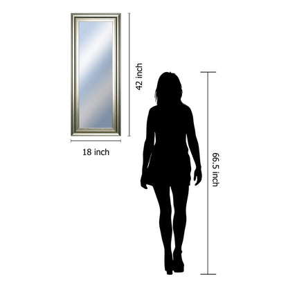 Classy Living Traditional Elegance 18x42in Wall Mirror | Silver Serenity MDF Frame | Entryway & Bedroom Accent | 18 x 42 x 1 in, Vertical | Model M1842