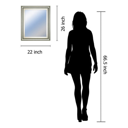 Classy Living Traditional Elegance 22x26in Wall Mirror | Silver Serenity MDF Frame | Entryway & Bathroom Accent | 22 x 26 x 1 in, Vertical | Model M2242