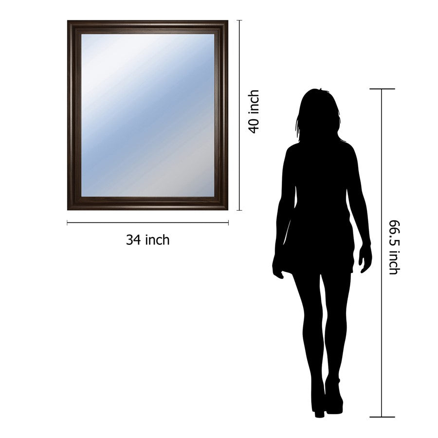 Classy Living Traditional Elegance 34x40in Wall Mirror | Cinnamon Mocha MDF Frame | Entryway & Living Room Accent | 34 x 40 x 1 in | Model M3434