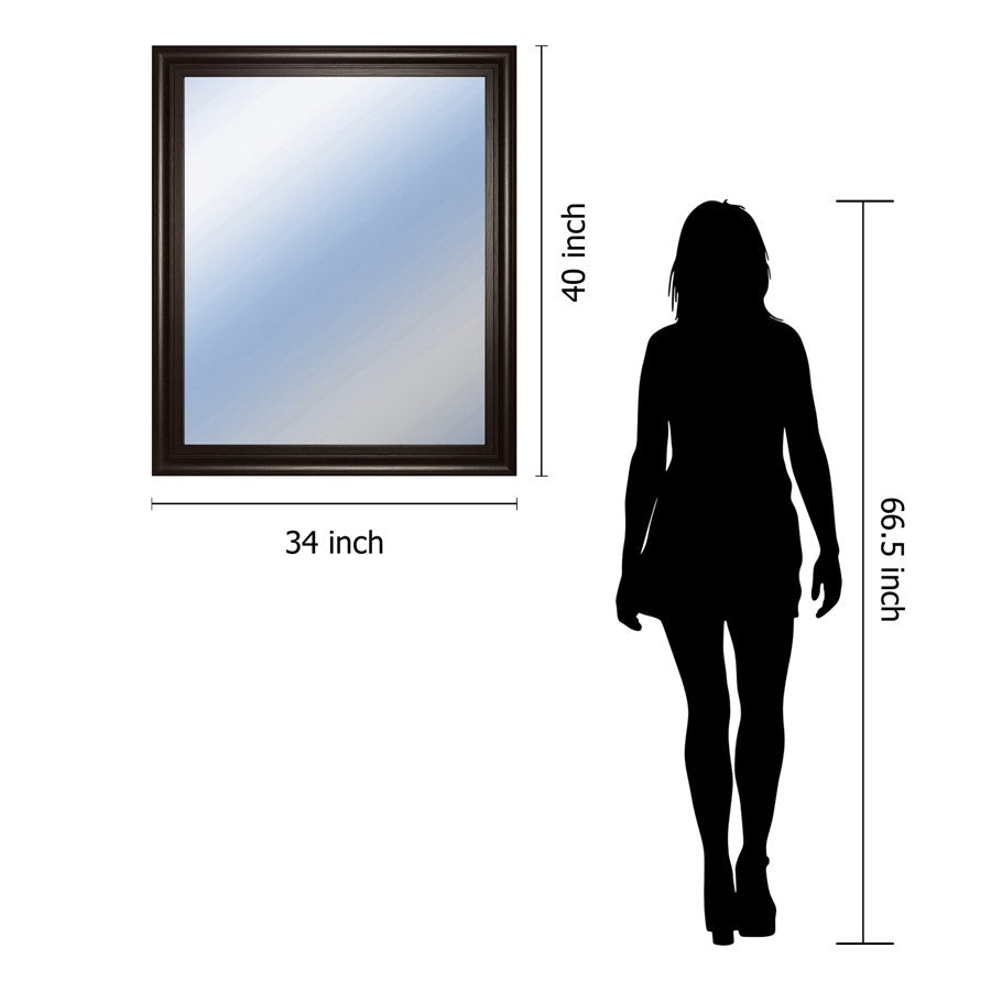 Classy Living Traditional Elegance 34x40in Wall Mirror | Dark Chocolate MDF Frame | Entryway & Living Room Accent | 34 x 40 x 1 in | Model M3435