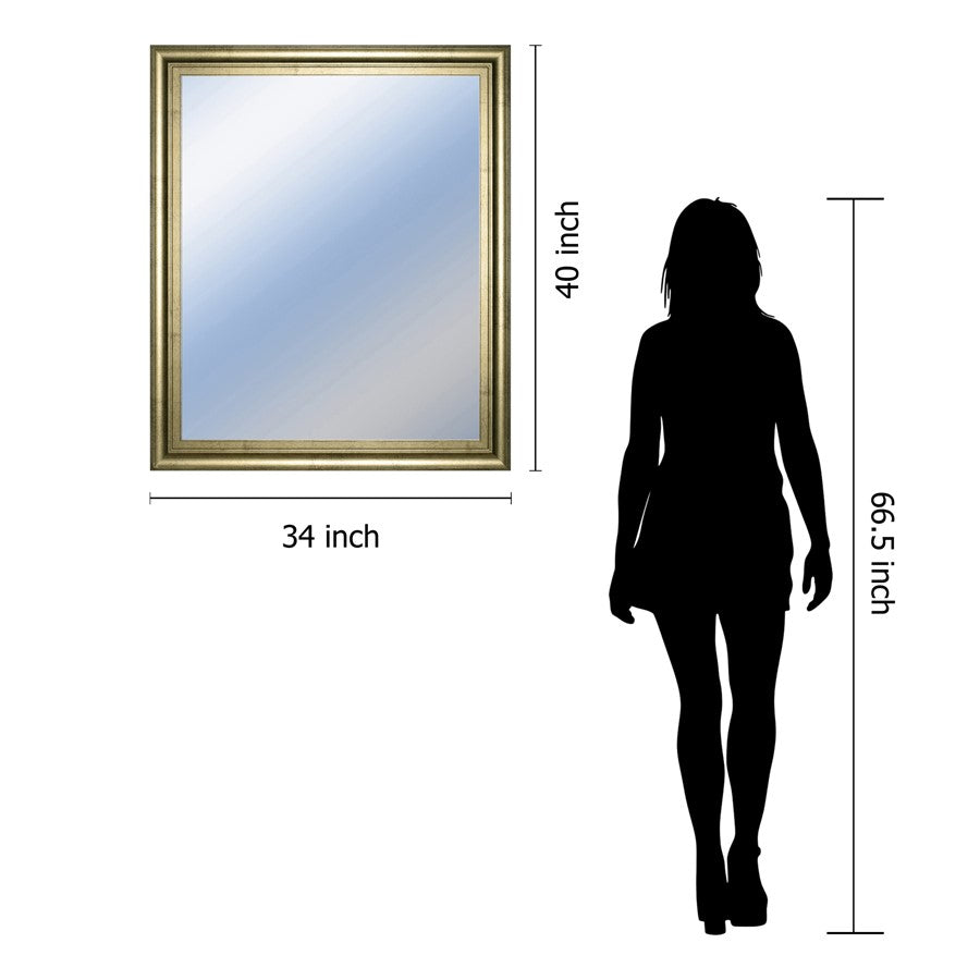 Classy Living Traditional Elegance 34x40in Wall Mirror | Soft Gold MDF Frame | Entryway & Living Room Accent | 34 x 40 x 1 in, Vertical Mount | Model M3440