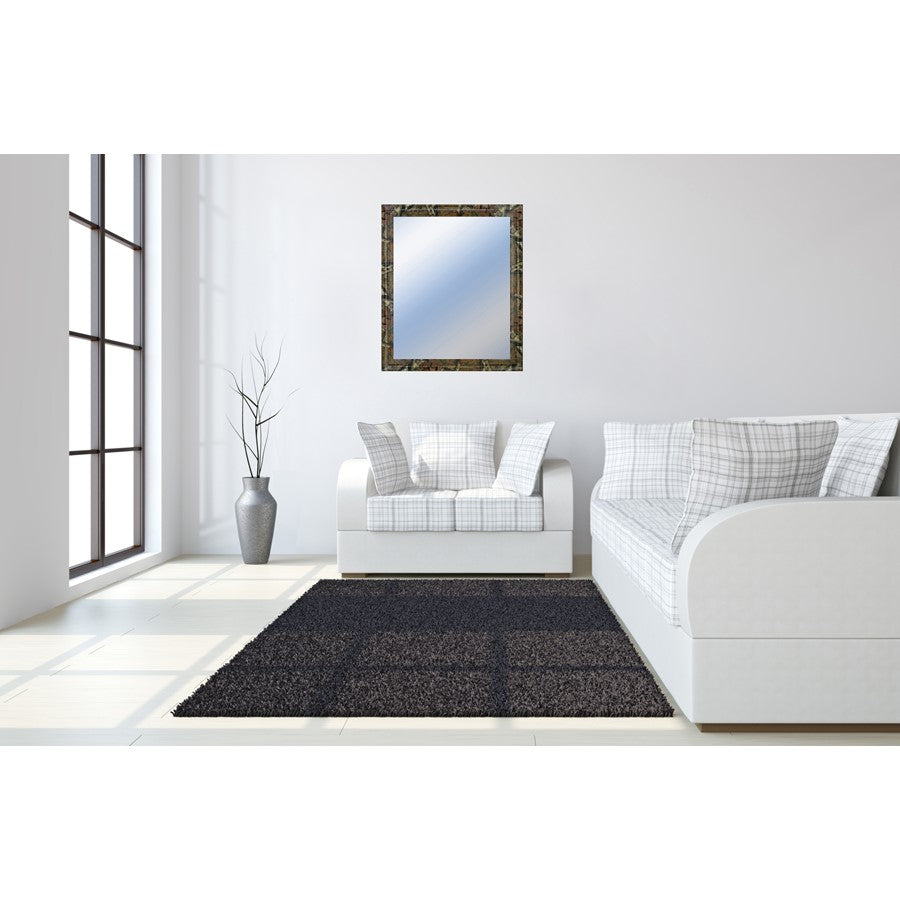 Classy Living Traditional Elegance 34x40in Rectangular Wall Mirror | Brown MDF Frame with Silver Mirror Glass | Entryway & Living Room | Model M3443