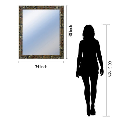Classy Living Traditional Elegance 34x40in Rectangular Wall Mirror | Brown MDF Frame with Silver Mirror Glass | Entryway & Living Room | Model M3443