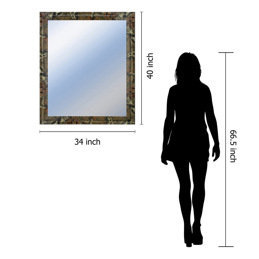 Classy Living Traditional Elegance 34x40in Rectangular Wall Mirror | Brown MDF Frame with Silver Mirror Glass | Entryway & Living Room | Model M3443