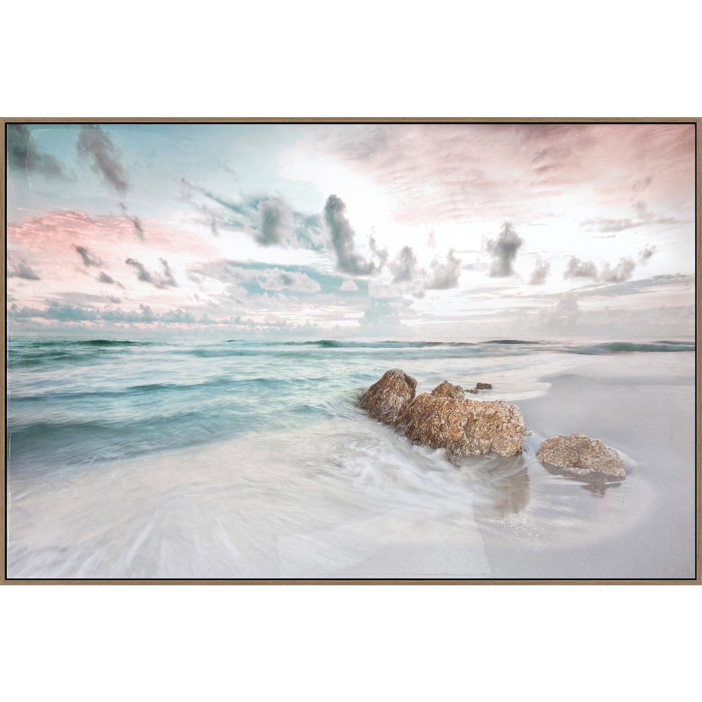 Classy Living Mesmerizing Blush Tide 32"x48" Gloss Canvas, Beige/Black