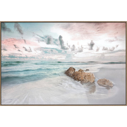 Classy Living Mesmerizing Blush Tide 32"x48" Gloss Canvas, Beige/Black