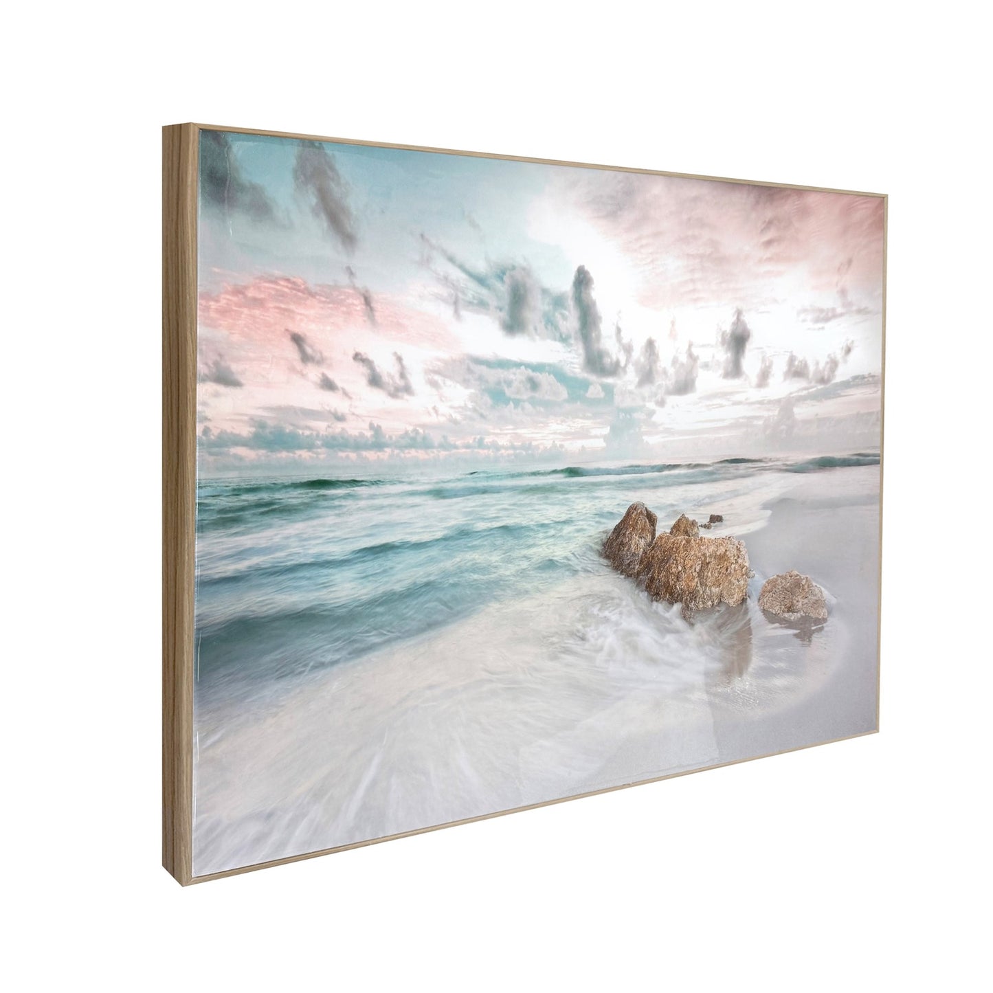 Classy Living Mesmerizing Blush Tide 32"x48" Gloss Canvas, Beige/Black