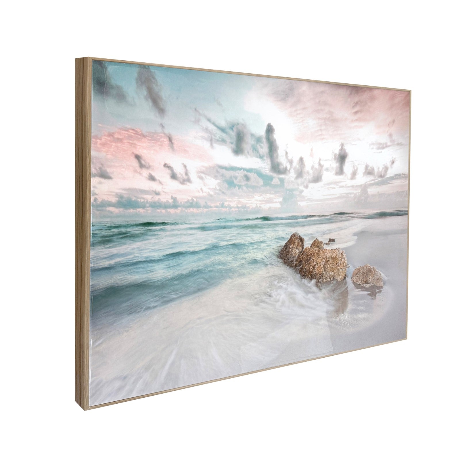 Classy Living Mesmerizing Blush Tide 32"x48" Gloss Canvas, Beige/Black