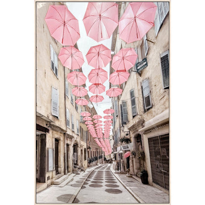 Classy Living Enchanting Pink Umbrellas, Pink/Ivory/Taupe/Gray