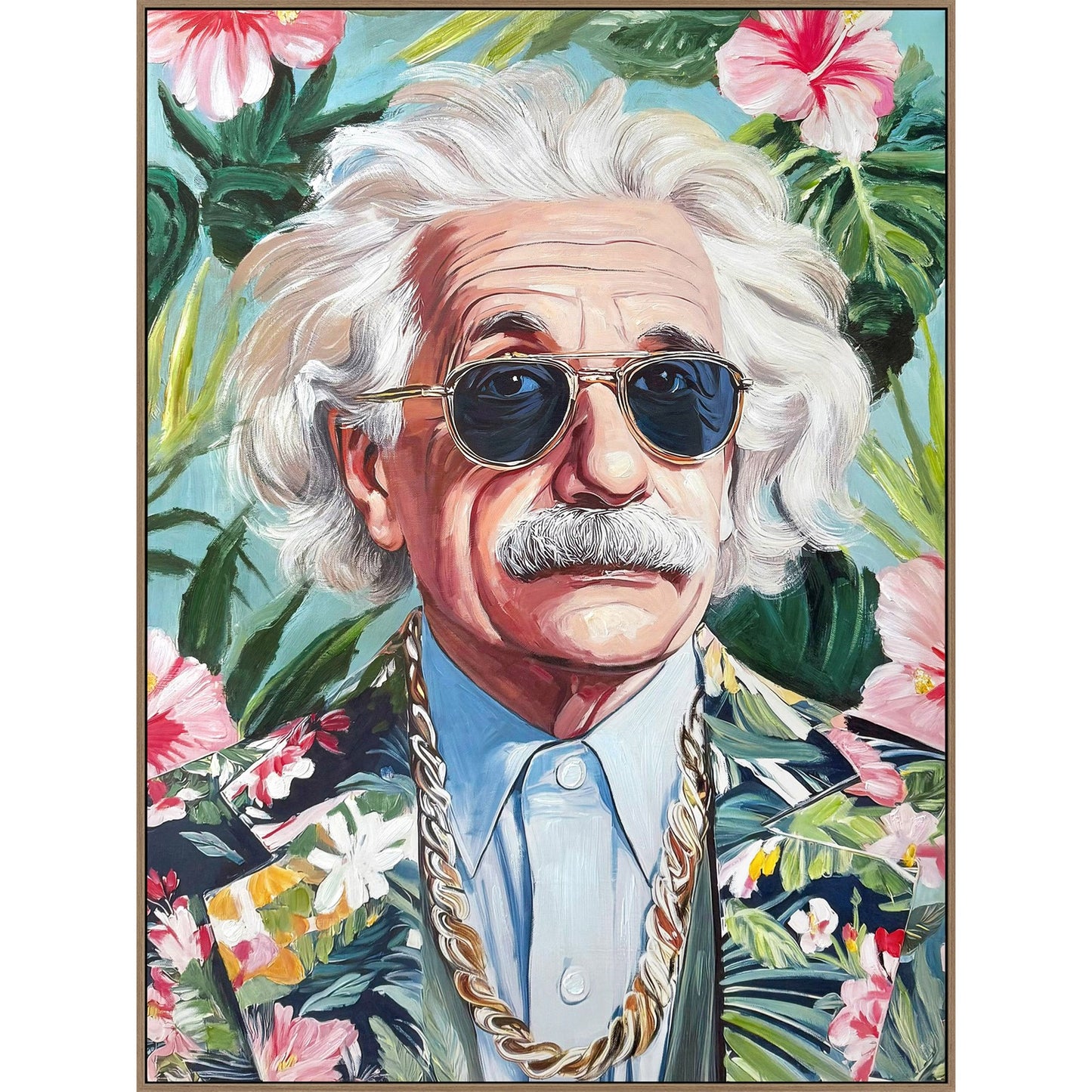 Classy Living Vibrant Tropical Icon 48"x36", Blue/Green/Pink/White/Gold