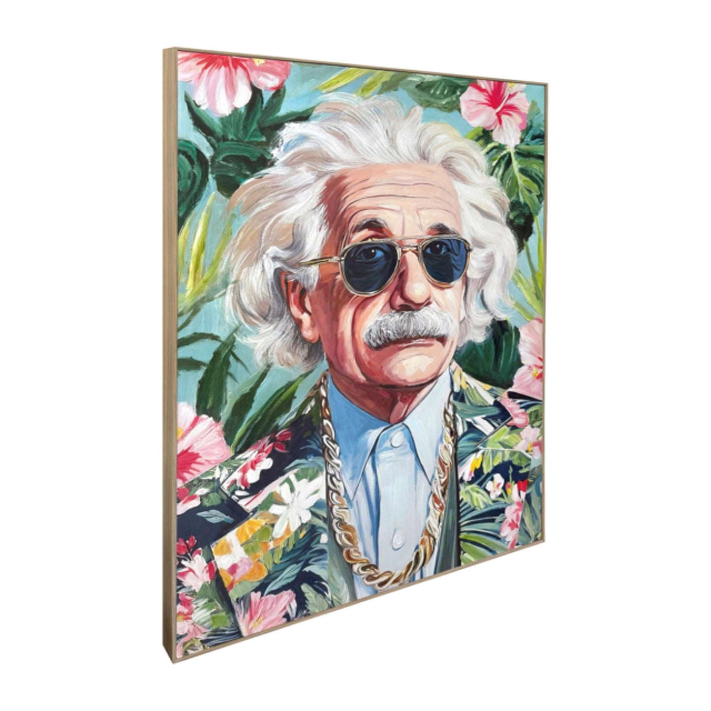 Classy Living Vibrant Tropical Icon 48"x36", Blue/Green/Pink/White/Gold