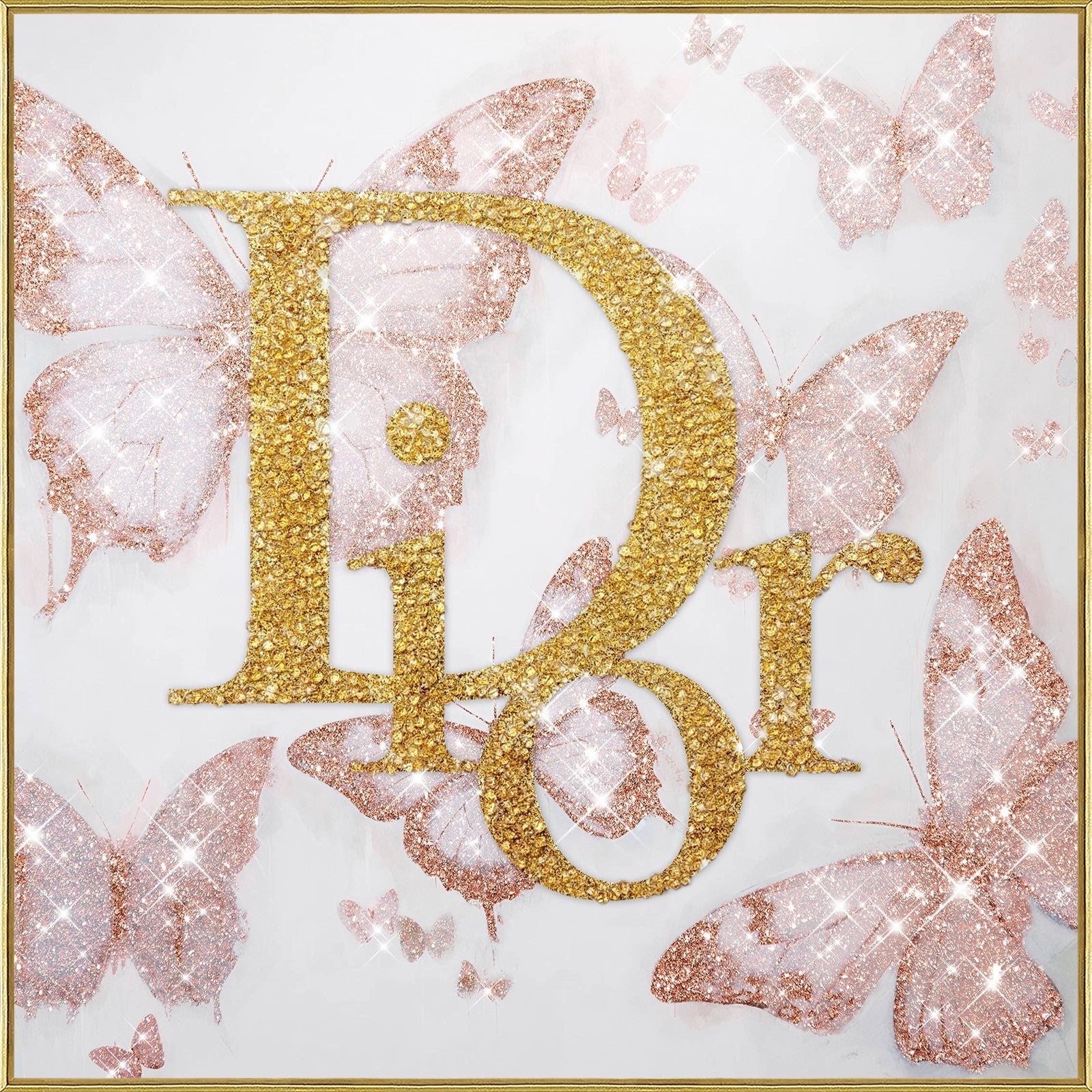 Classy Living Enchanting Glam Flutter 32"x32", Gold/Blush/White/Glitter
