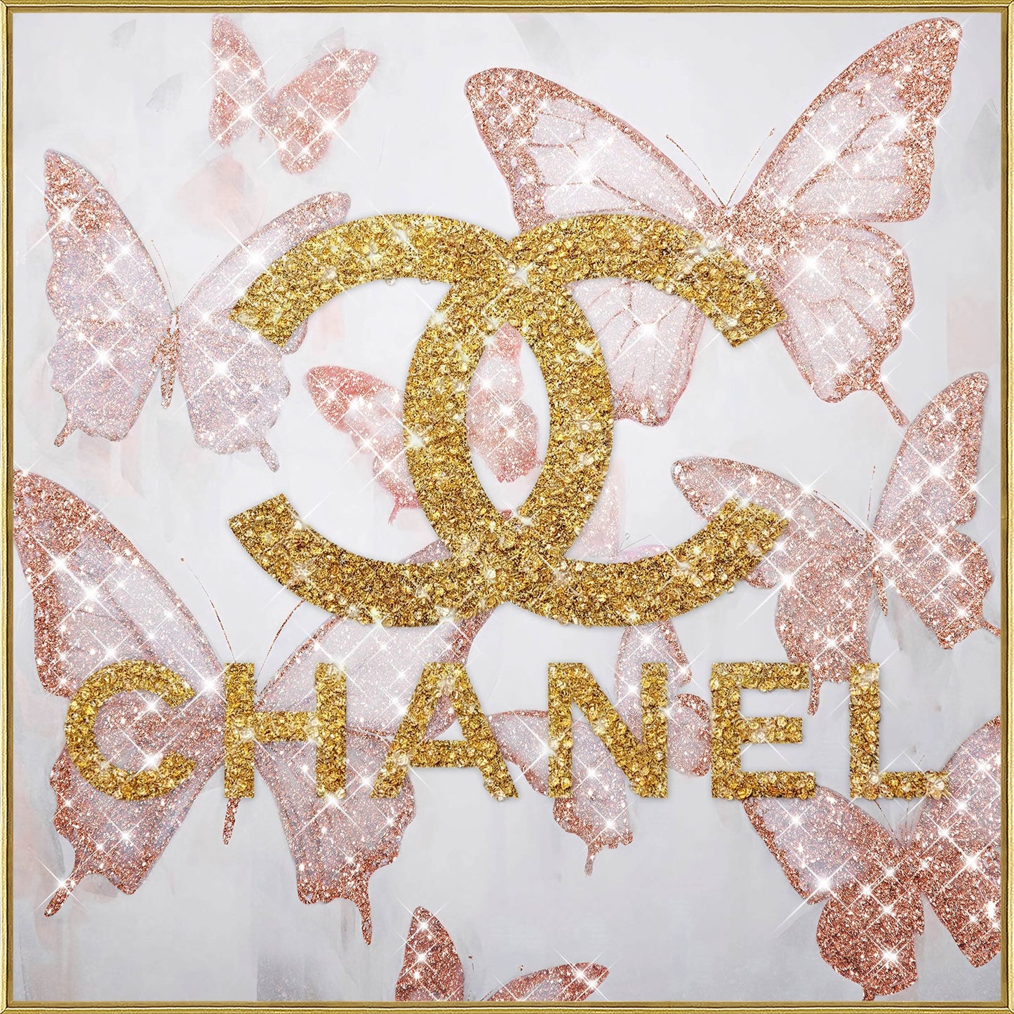 Classy Living Enchanting Glam Flutter II 32"x32", Blush/Gold/Glitter