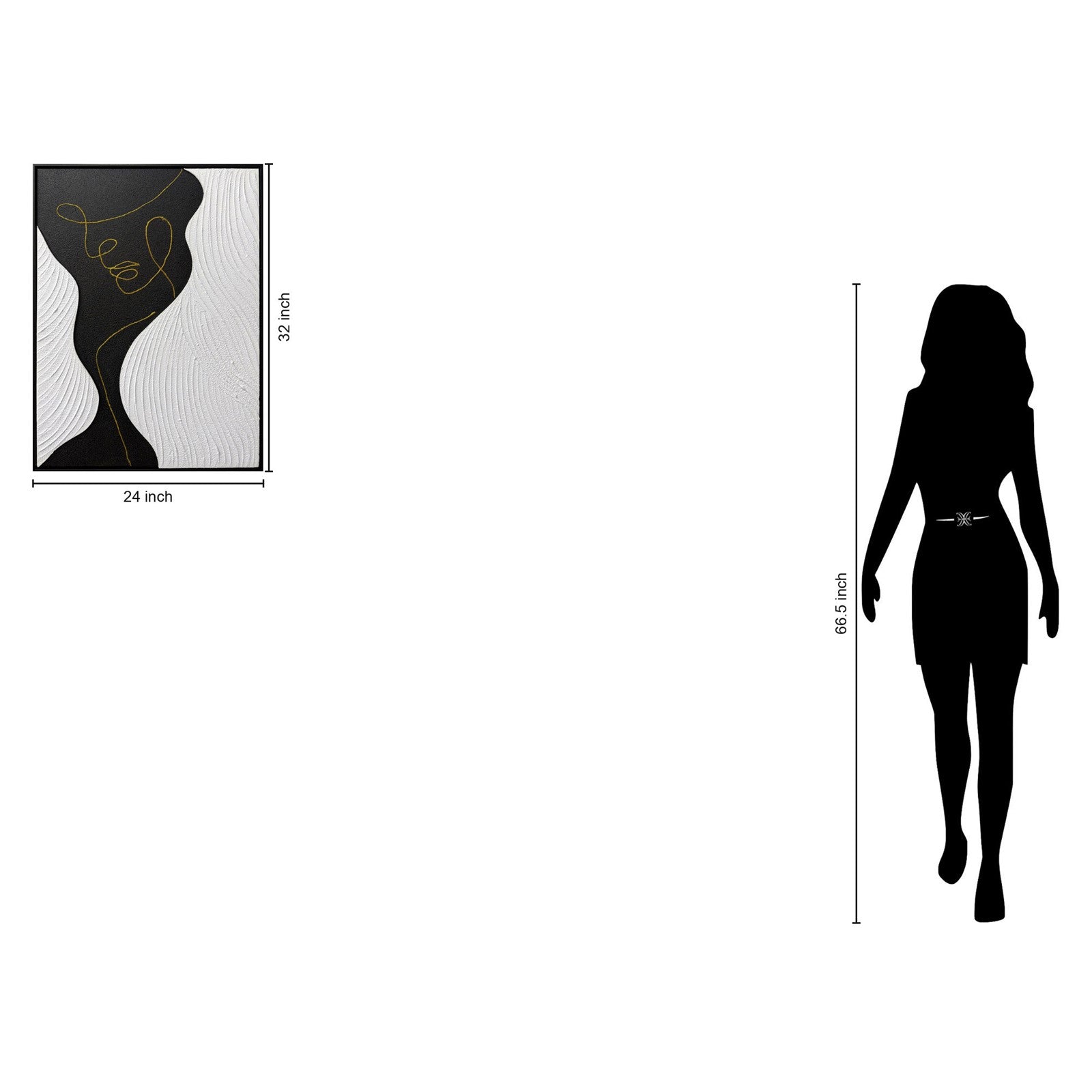 Classy Living Dramatic Contour Muse 32"x24", Black/White/Gold