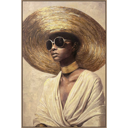 Classy Living Wild Hearted Sunlit Muse II 48"x32", Beige/Brown/Gold