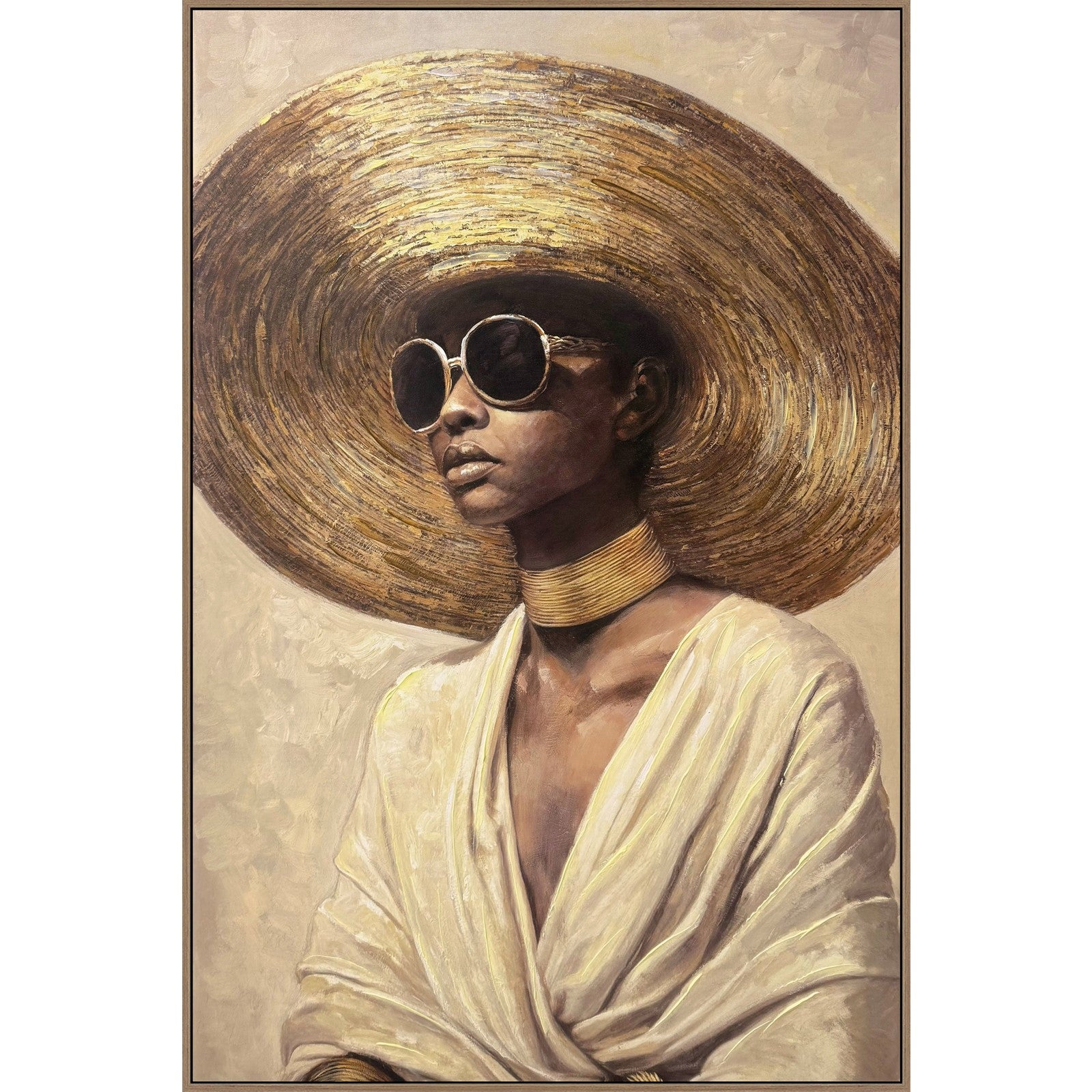 Classy Living Wild Hearted Sunlit Muse II 48"x32", Beige/Brown/Gold
