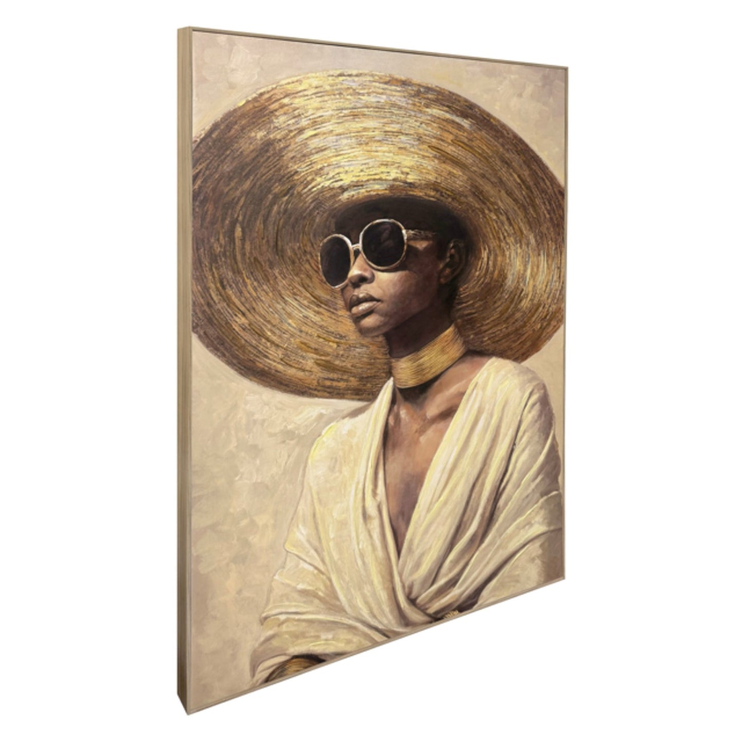Classy Living Wild Hearted Sunlit Muse II 48"x32", Beige/Brown/Gold