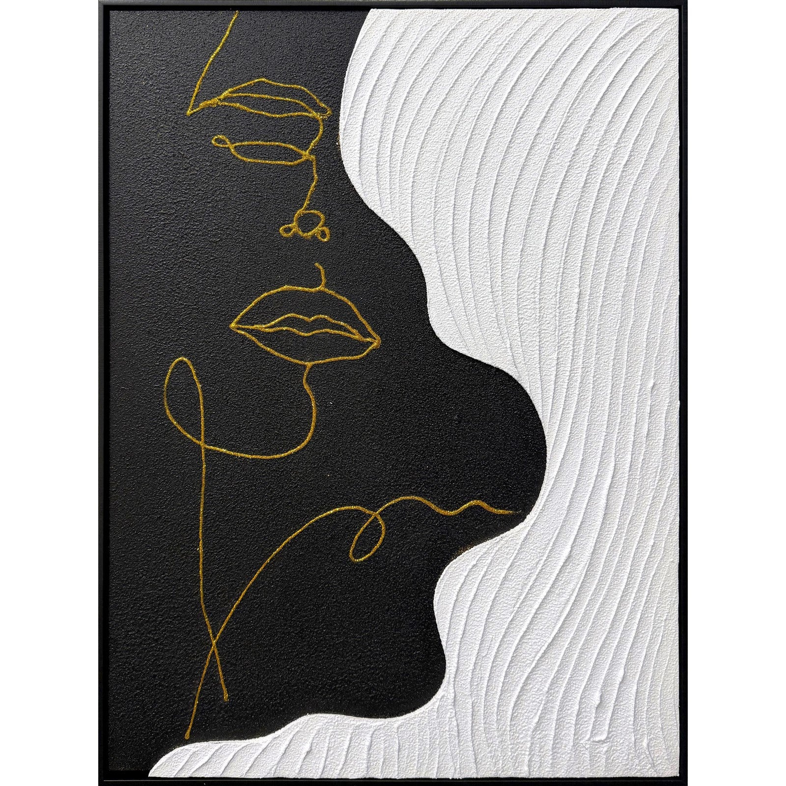 Classy Living Dramatic Contour Muse II 32"x24", Black/White/Gold