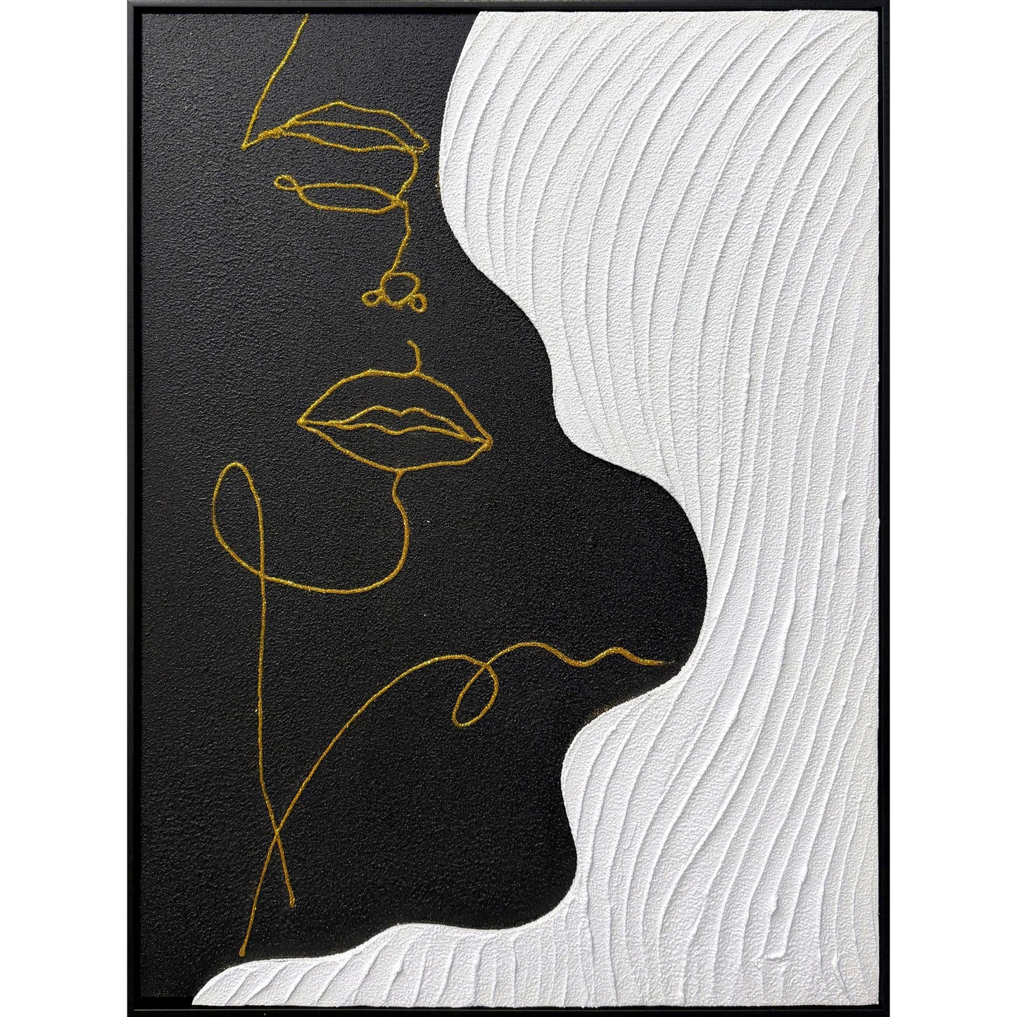 Classy Living Dramatic Contour Muse II 32"x24", Black/White/Gold