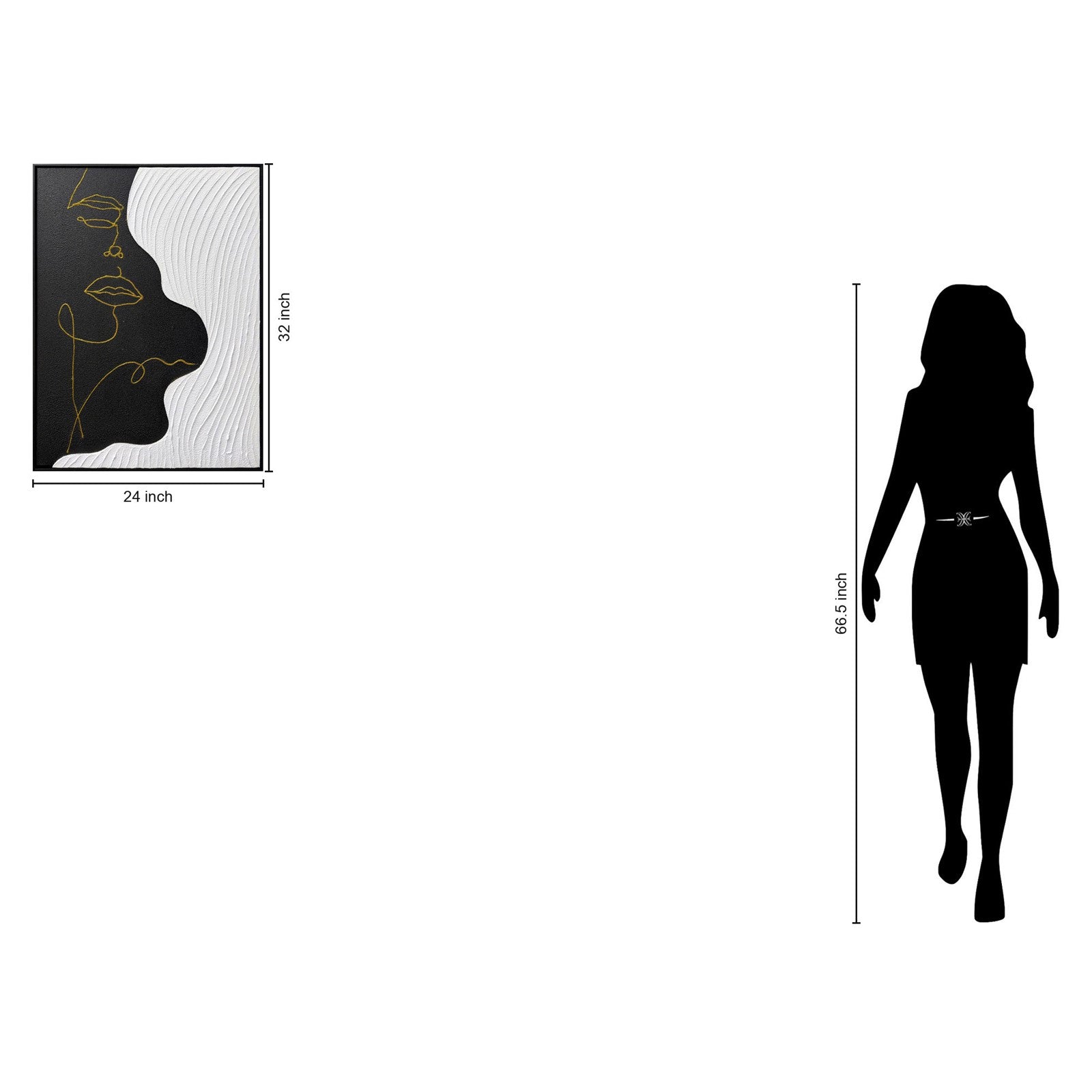 Classy Living Dramatic Contour Muse II 32"x24", Black/White/Gold